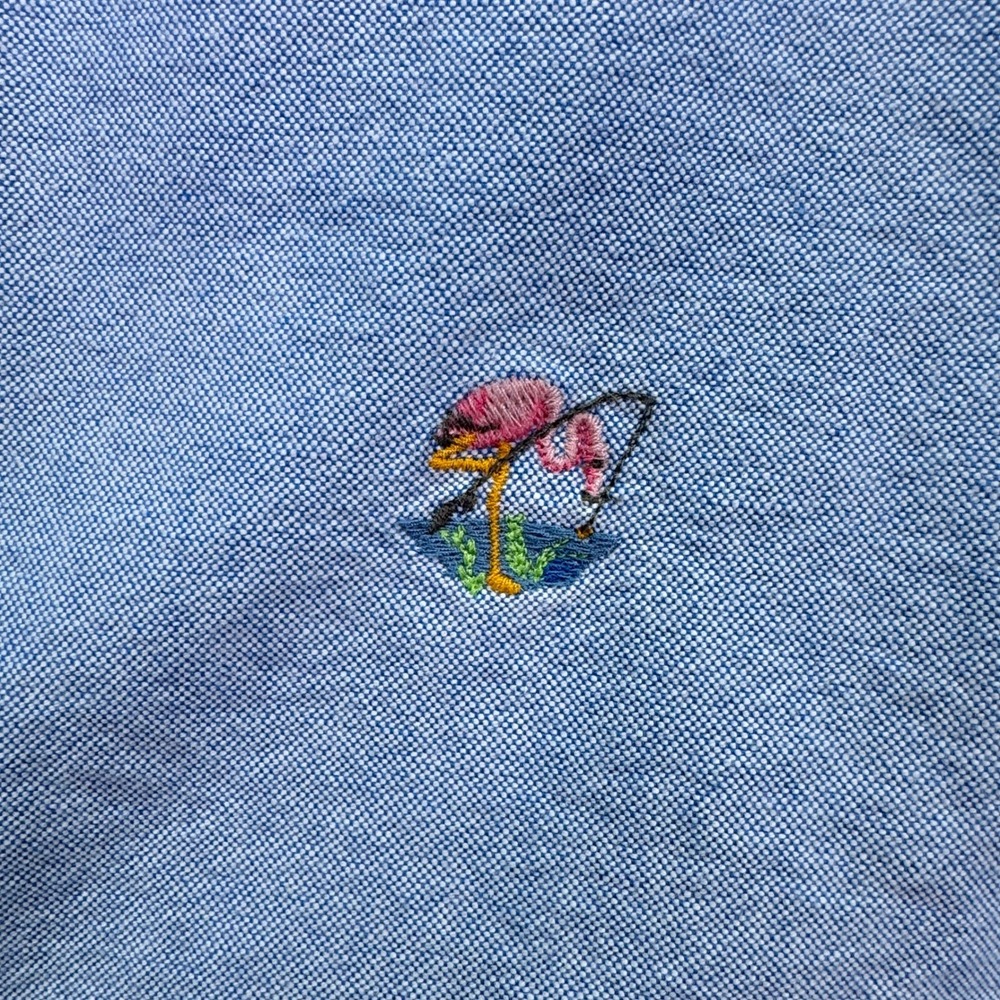 Polo Ralph Lauren Shorts Mens XL Blue Oxford Flamingo Embroidered 5" Preppy - Picture 3 of 11